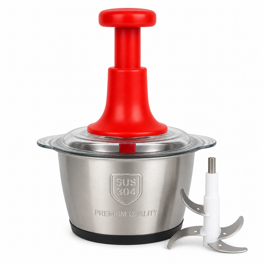 2.0Litre 4 Blades  Meat and Vegetable Push Chopper with Stainless Steel Bowl (High Quality)