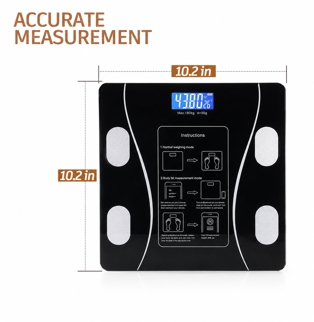Weighing Scale Bluetooth Body Fat Escamas Smart Electronic BMI Composition Analyzer Weight Scale in Glossy Black with App Working