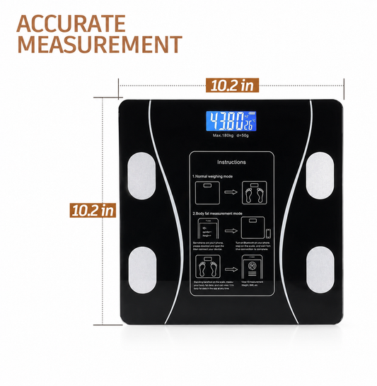 Weighing Scale Bluetooth Body Fat Escamas Smart Electronic BMI Composition Analyzer Weight Scale in Glossy Black with App Working