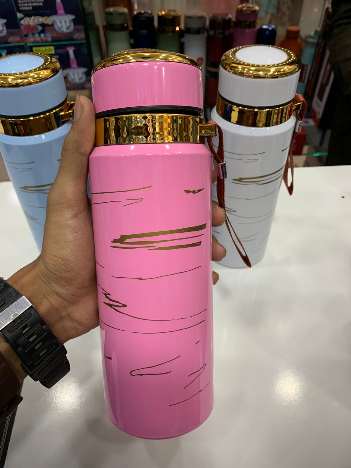 Marble Style Vacuum Insulation Water Bottle